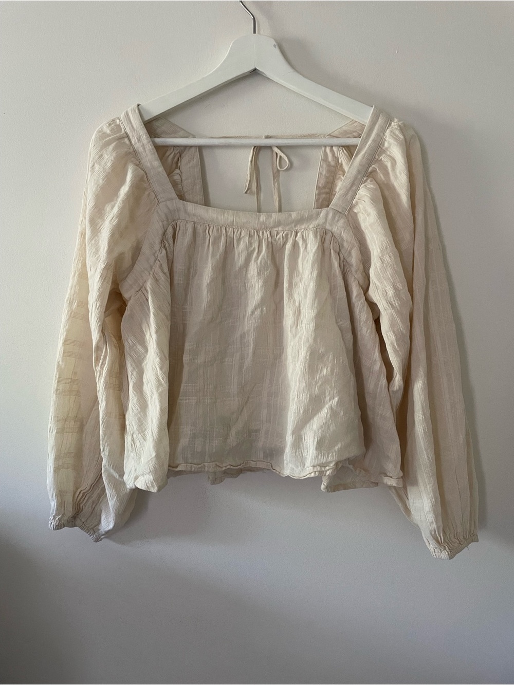 Lush Light Cream Square-Neck Peasant Blouse - Women